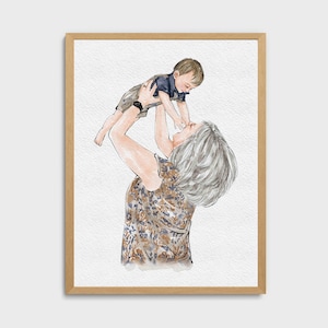 Handgetekend portret voor moeder en vader, aquarel familieportret van foto, cadeau voor oma, 1e Moederdag, cadeau van dochter