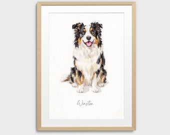 Personalized Pet Art From Photo, Dog Lover Gift, Custom Watercolor Pet Portrait, Pet Memorial Gift, Pet Loss Gifts, Embroidered Dog Portrait