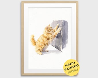 Custom pet portrait from photo, Watercolor portrait for Cat Lover, Mini custom painting for cat, Cat portrait anime, Cat Owner Gift