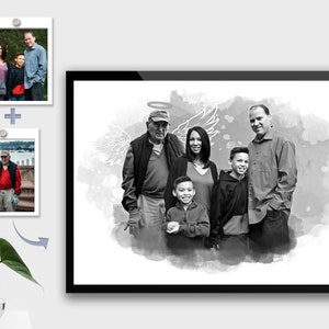 Memorial gift for loss of Dad & Mom, Custom loss of Father Gift for Daughter, Add deceased loved one to photo, Merge photos image 3