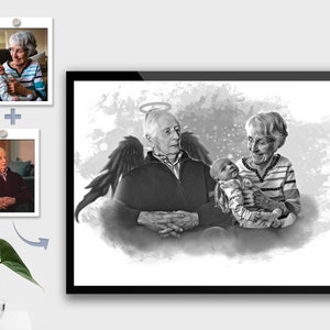 Memorial gift for loss of Dad & Mom, Custom loss of Father Gift for Daughter, Add deceased loved one to photo, Merge photos image 6