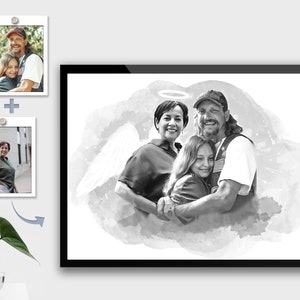 Memorial gift for loss of Dad & Mom, Custom loss of Father Gift for Daughter, Add deceased loved one to photo, Merge photos image 8