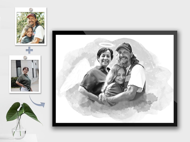 Memorial gift for loss of Dad & Mom, Custom loss of Father Gift for Daughter, Add deceased loved one to photo, Merge photos image 8