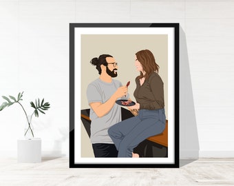 Regalo para parejas, Ilustración personalizada para parejas, Retrato a partir de una foto, Retrato sin rostro, Retrato de pareja, Regalos para él, Regalos de aniversario y boda