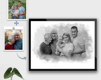 Memorial gift for loss of Dad & Mom, Custom loss of Father Gift for Daughter, Add deceased loved one to photo, Merge photos