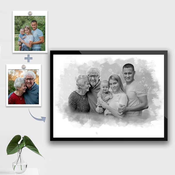 Memorial gift for loss of Dad & Mom, Custom loss of Father Gift for Daughter, Add deceased loved one to photo, Merge photos