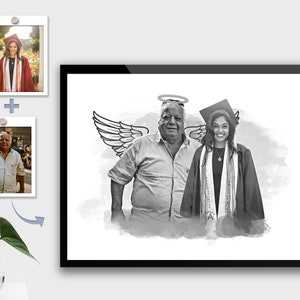 Memorial gift for loss of Dad & Mom, Custom loss of Father Gift for Daughter, Add deceased loved one to photo, Merge photos image 7