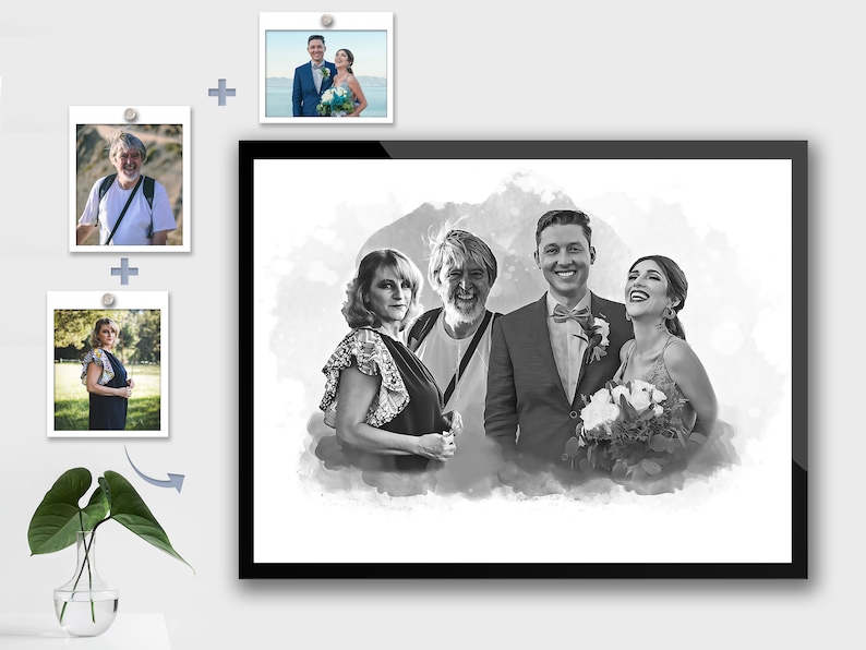 Memorial gift for loss of Dad & Mom, Custom loss of Father Gift for Daughter, Add deceased loved one to photo, Merge photos image 5