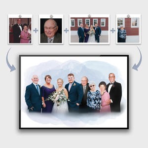 Add Person to Photo, Custom memorial portrait on Framed Canvas, Add Deceased Loved One to Picture, Unique Gift for Dad Mom
