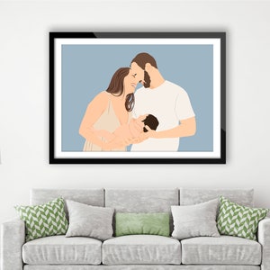 Custom Family Portrait from photo, Custom illustration, Faceless Portrait, Couple Portrait, Gifts for him, Anniversary & Wedding Gifts