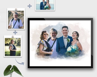 Personalisiertes Erinnerungsporträt auf Leinwand, jemanden ins Bild einfügen, benutzerdefiniertes Familienporträt aus verschiedenen Fotos