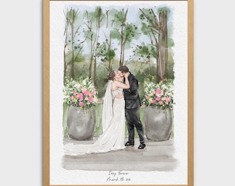 Custom Watercolor Portrait Painting from Photo | Wedding Engagement Anniversary Keepsake | 1st Anniversary Proposal Wedding Day Gift