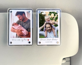 Personalized Photo Car Visor Clip, Drive Safe Keepsake, New Dad/Mom Gift, Boyfriend car gift, Anniversary car gift, Daddy Photo Gifts
