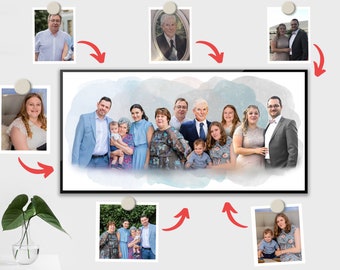 Combine Family Portrait From different photos, Add Someone to Photo, Add Deceased Person to Picture, Loss of Loved one Gift