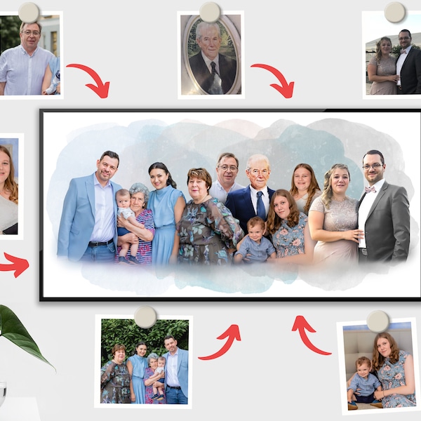 Combine Family Portrait From different photos, Add Someone to Photo, Add Deceased Person to Picture, Loss of Loved one Gift