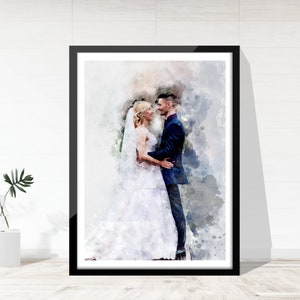 Aquarel schilderij van foto, aangepast portret, huwelijkscadeau, portret stel, familieportret, jubileumcadeau, kerstcadeau