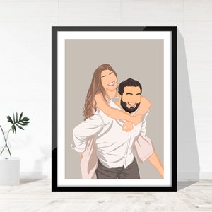 Portret stel, aangepast anoniem portret, huwelijksportret van foto, aangepaste illustratie, cadeau vriendje, jubileum en huwelijkscadeaus