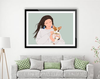 Custom Portrait illustration, Faceless Portrait from photo, Dog Portrait, Gifts for him, Anniversary & Wedding Gifts