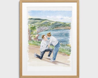 Custom Watercolor Portrait From Photo, Handpainted Wedding Venue Portrait, Family Portrait Painting, In loving Memory Gift, Couple gift