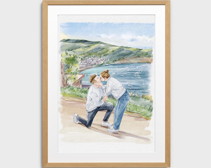 Custom Watercolor Portrait From Photo, Handpainted Wedding Venue Portrait, Family Portrait Painting, In loving Memory Gift, Couple gift
