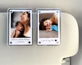 Personalized Car Visor Clip For First Mothers Day, Drive Safe Gift, Custom Mother’s Day Birthday Present, Memory Car Accessory For New Mom
