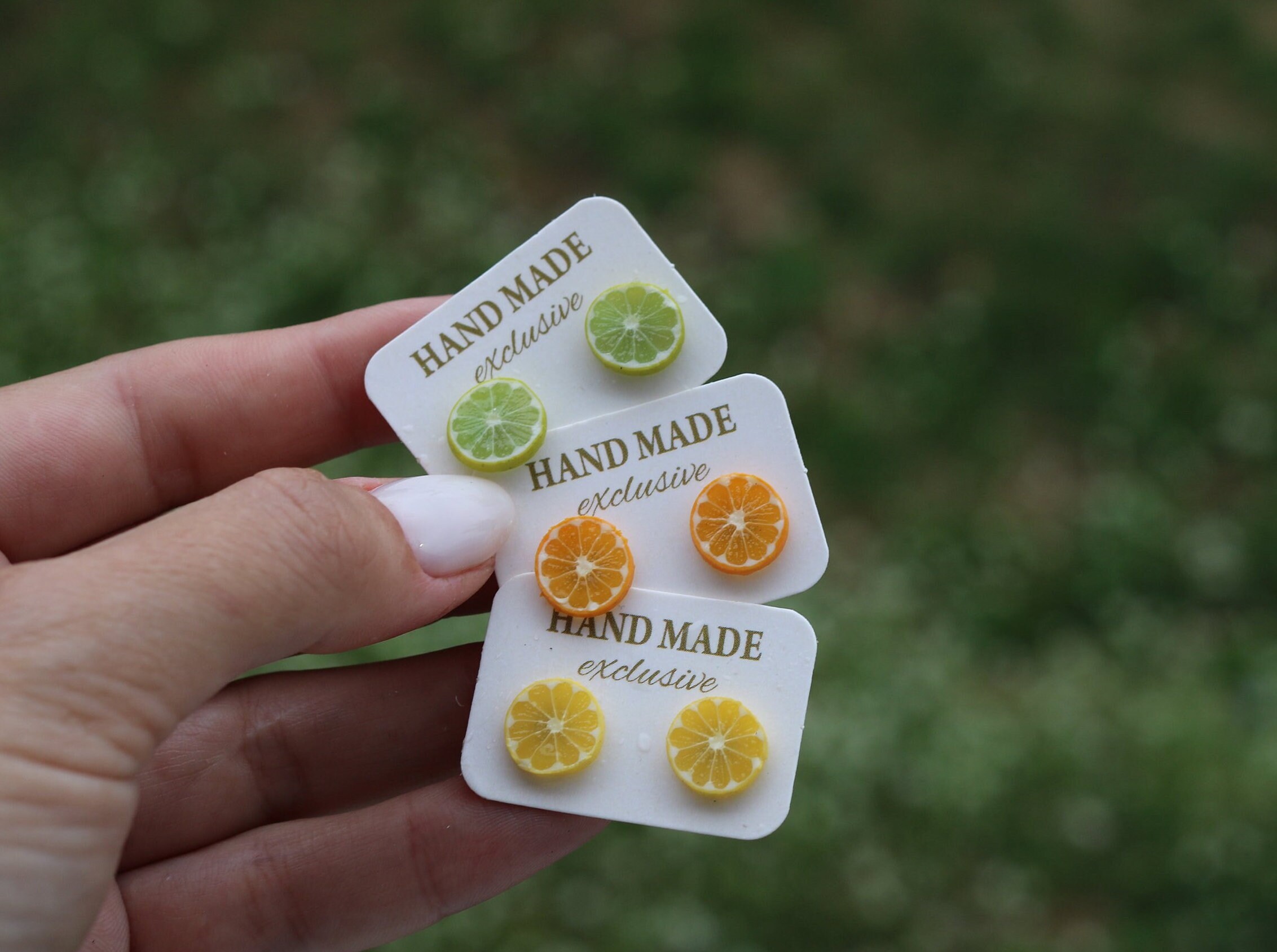 Citrus Earrings Set/Lemon Stud Earrings/Orange Earrings/Cute Earrings/Summer Earrings/Lemon Slices
