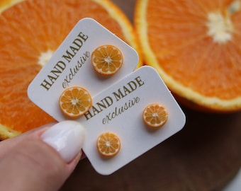 Orange Stud Earrings,  Earrings Orange,  Fruit Earrings, Cute Earrings