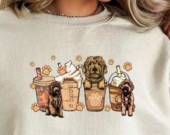 Labradoodle and Coffee Sweatshirt, Doodle Mom Sweatshirt, Labradoodle Gifts
