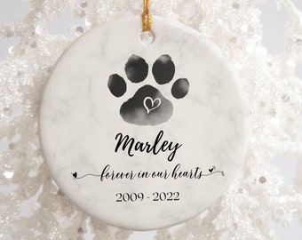 Customized Pet Loss Keepsake - Personalized Dog or Cat Memorial Ornament for Christmas or Sympathy Gift