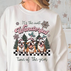 English Bulldog Christmas Sweatshirt, Retro Bully Mom Shirt