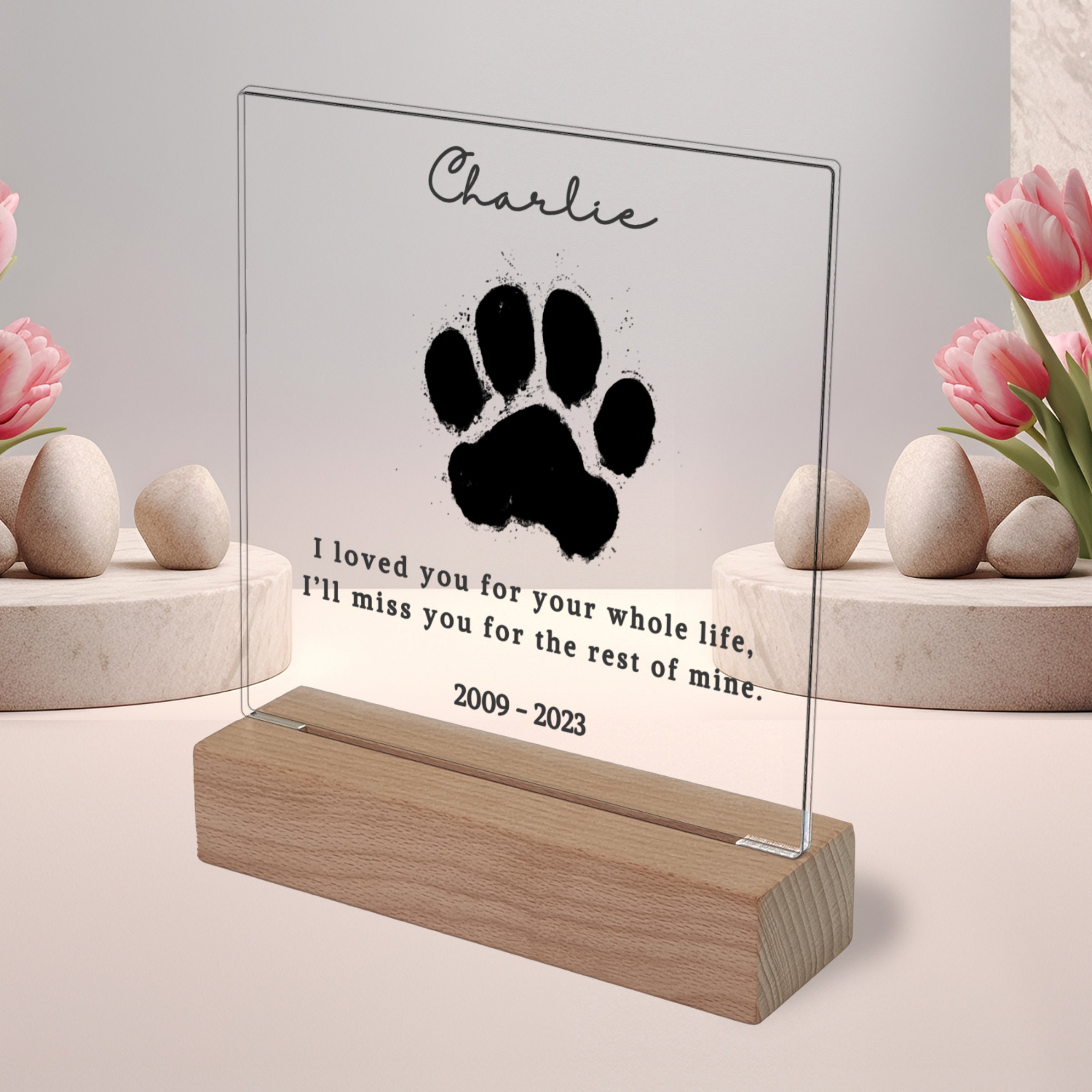 Personalized Pet Memorial Paw Print Memorial Gift Plaque With Optional ...