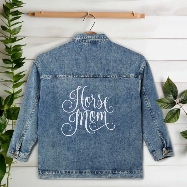 Horse Mom Women's Denim Jacket, Gift for Horse Lover