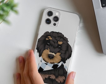 Unique Animal Smartphone Cover: Hand-Drawn Canine and Feline Portraits from Pictures - Customized Protective Cases, iPhone 15, Dog Memorial