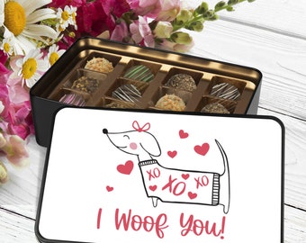 Valentine's Day Chocolate Truffles in a Cherished Keepsake Tin for Dog Lovers, Dog Mom Gift, Valentine's Gift from the Dog