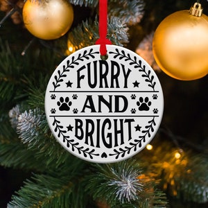Cat Christmas Ornament, Gift for Cat Lover, Cat Holiday Ceramic Ornament