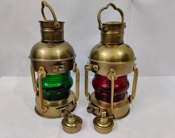 Lanterna A Olio In Ottone Vintage - Perfetta Per Atmosfere Marine E Rustiche