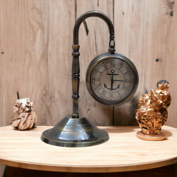 Antique Brass Metal Hanging Desk Clock, Decorative Table Clock for Office , Home Décor, Christmas Gift, Housewarming Gift