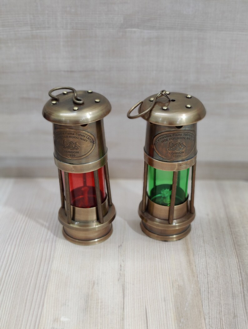 Lot De 2 Lanternes Huile En Laiton - Style Maritime Antique - Reproduction Vintage - Neuf