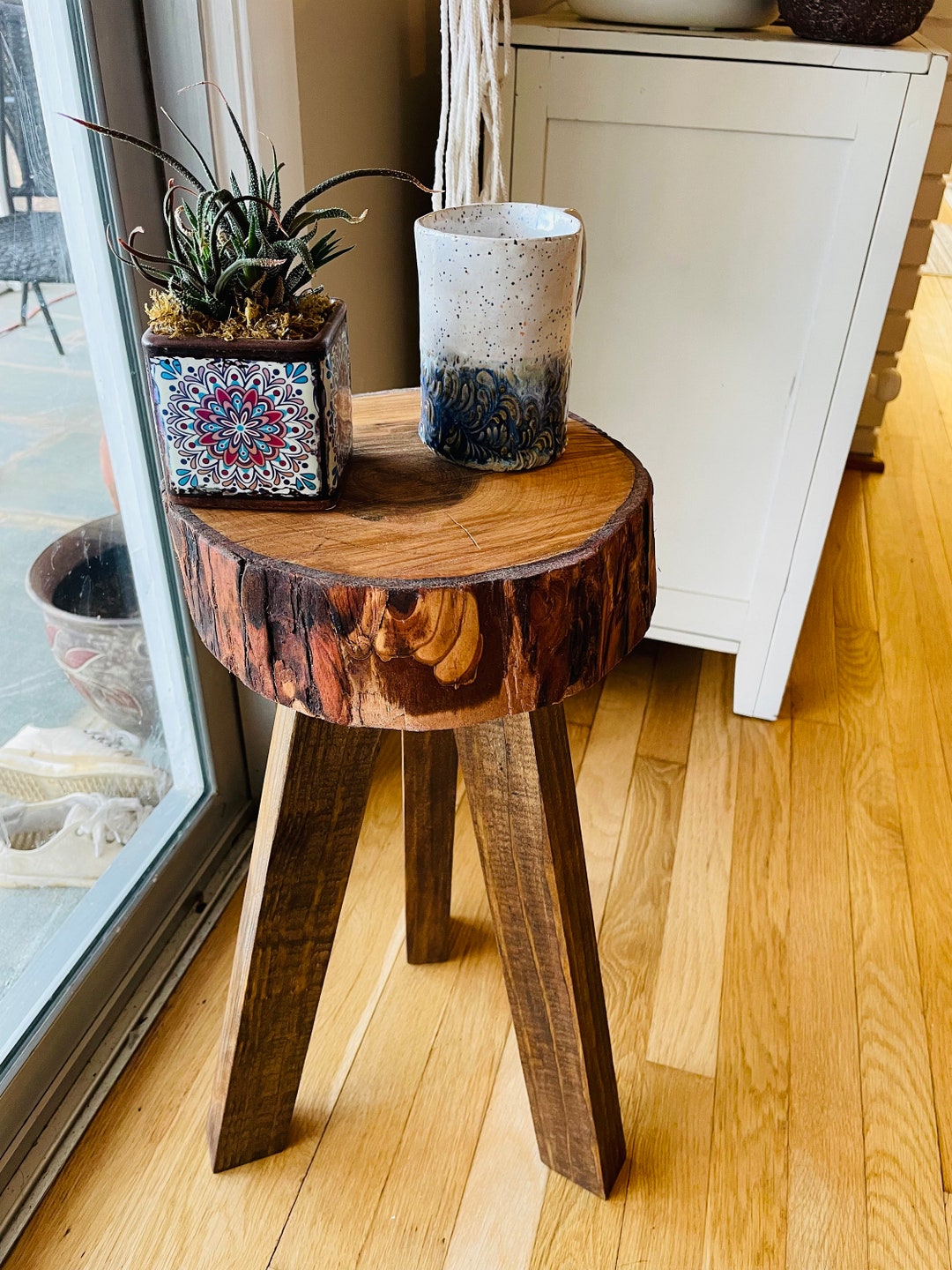 Rustic Live Edge Accent Table Etsy