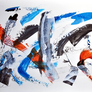 Abstract modern painting, AURORA - Hand painted graphic art, unique.
