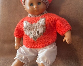 Pullover und Hutset für Puppe oder Plüsch von 30 bis 40 cm