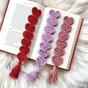 Herz Lesezeichen Lesezeichen häkeln einfach Amigurumi Buchliebhaber Geschenk für Mutter Lehrer Tassel gehäkelte Herz