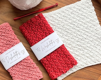 Haakpatroon vaatdoek Eenvoudig washandje Washandje Schotel mini Handdoek voor beginners VS VK-termen Keuken haken doe-het-zelf knutselen Cadeau voor moeder leraar