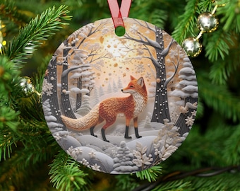 Christmas ornament Fox gift Holiday tree decor Rustic Vintage ornaments Fox lover themed gift for her gift for mom Christmas decoration