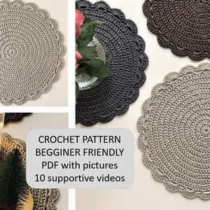 Easy Crochet Pattern for Drink Coaster Crochet gift for mom Home decor table placemat pattern beginner crochet tutorial gift for sister