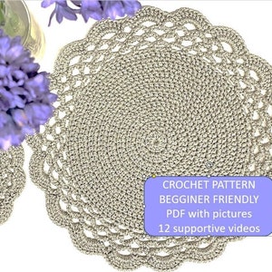 Easy Crochet Pattern Beginner crochet Placemat pdf Drink Coaster pattern Tutorial Gift for her Mothers day gift Home Decor Quick crochet