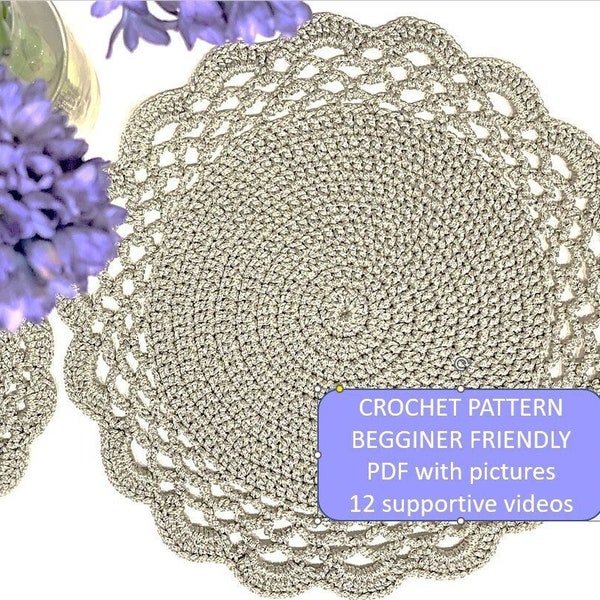 Patron au crochet facile pour débutants au crochet pdf Patron de sous-bocks tutoriel Cadeau pour elle Cadeau fête des mères Décoration d'intérieur Crochet rapide