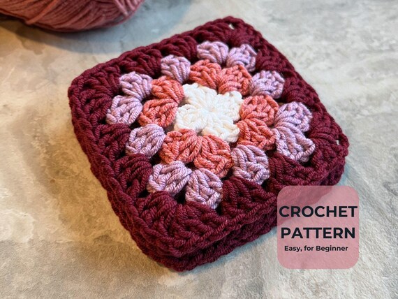 Easy Granny Square Crochet Pattern, Step-by-Step Guide (PDF Pattern)