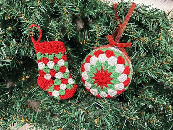 Christmas Ornaments Bauble Stocking Crochet patterns Bundle Ball Bubble Sock Easy XmasTree decoration Beginner Simple Christmas Gift for Mom
