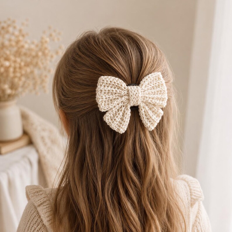 Coquette bow crochet pattern, Keychain, Bag Charm, Easy Beginner, Valentine gift, Girly Hair ribbon image 4